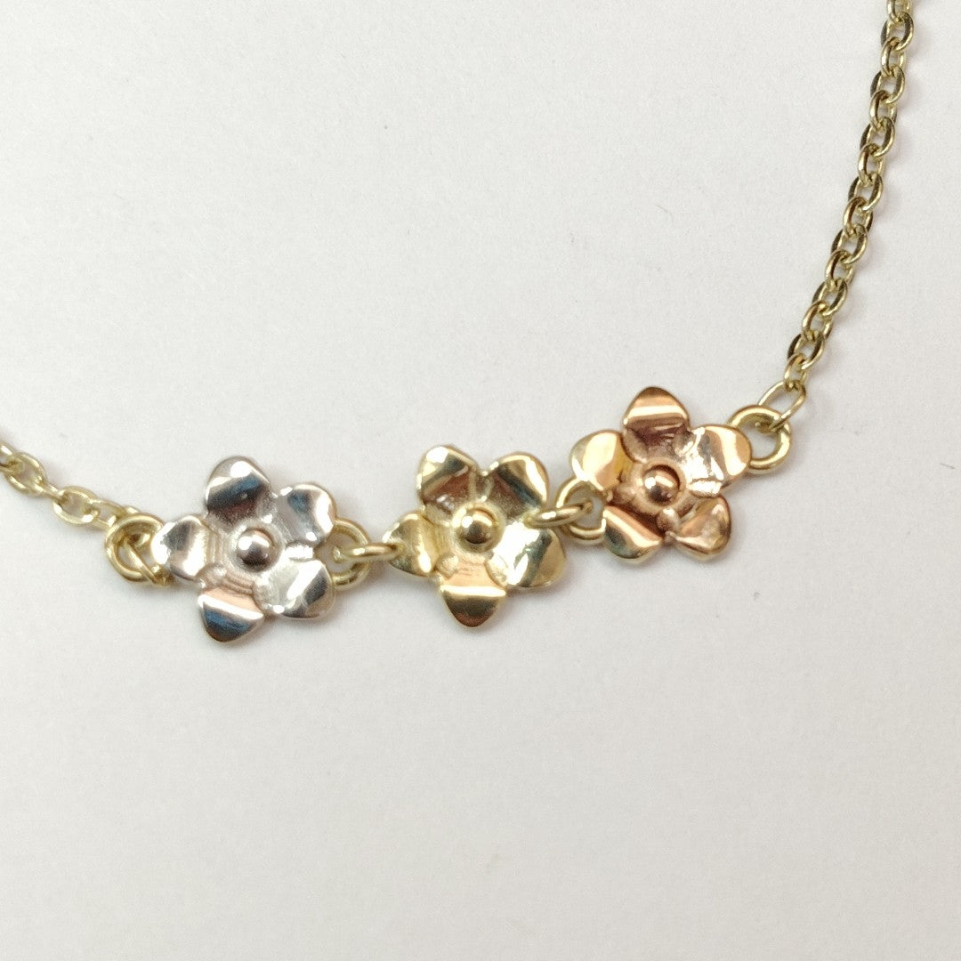 PULSERA TEJIDO ESPECIAL FIG FLORES 14K 18 CM 2.1 GR (NUEVO)