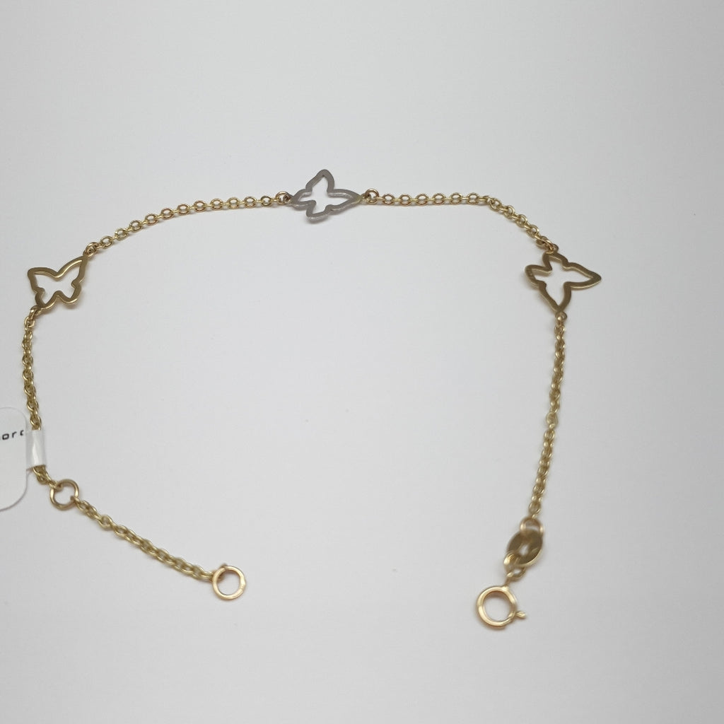 PULSERA ESPECIAL C MARIPOSAS 14K 18 CM 1.7 GR (NUEVO)