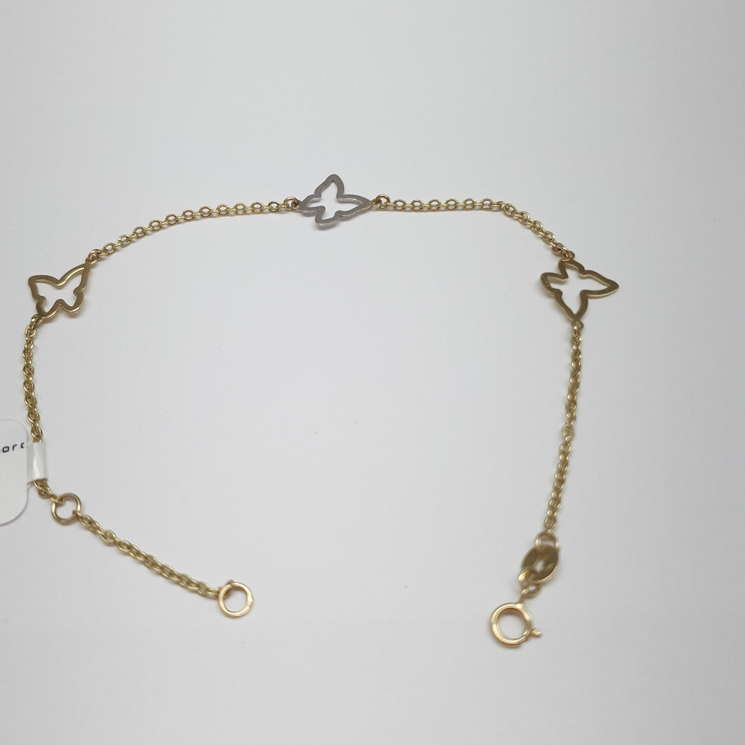 PULSERA ESPECIAL C MARIPOSAS 14K 18 CM 1.7 GR (NUEVO)
