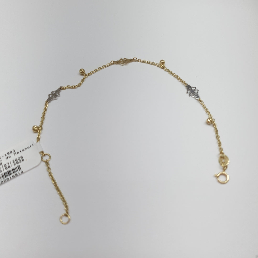 PULSERA ESPECIAL CON TREBOL 14K 18 CM 1.8 GR (NUEVO)