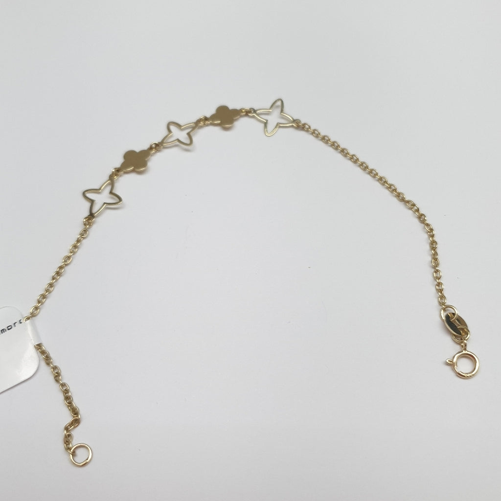 PULSERA TEJIDO ESP CON TREBOL 14K 18 CM 1.6 GR (NUEVO)