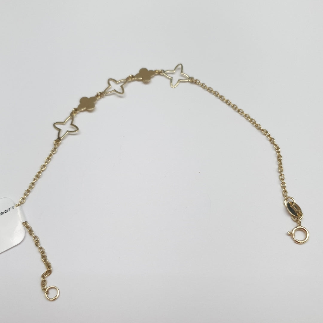 PULSERA TEJIDO ESP CON TREBOL 14K 18 CM 1.6 GR (NUEVO)