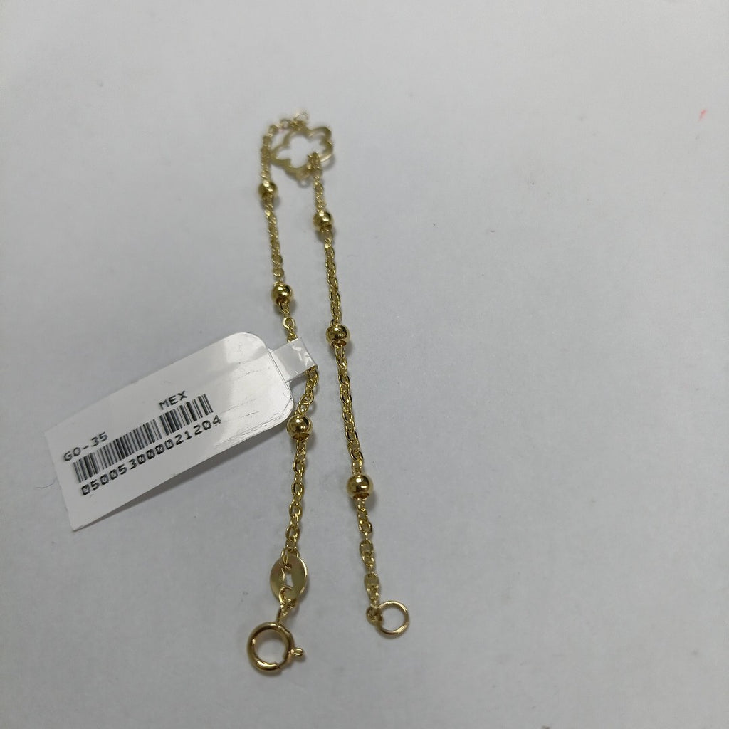 PULSERA TEJIDO ESPECIAL CON FLOR 14K 18 CM 1.6 GR (NUEVO)