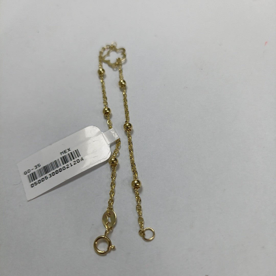 PULSERA TEJIDO ESPECIAL CON FLOR 14K 18 CM 1.6 GR (NUEVO)