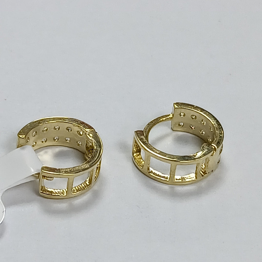 ARETES HUGGIES C CIRCONIAS 14K 1.7 GR (NUEVO)