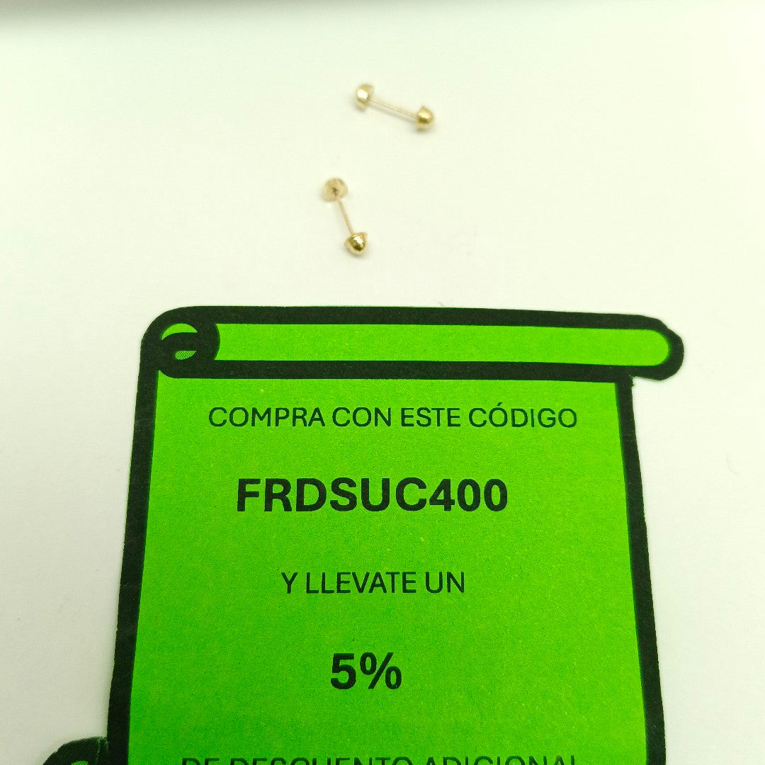 BROQUELES BROQUEL FIG HONGO 14K 0.17 GR (NUEVO)
