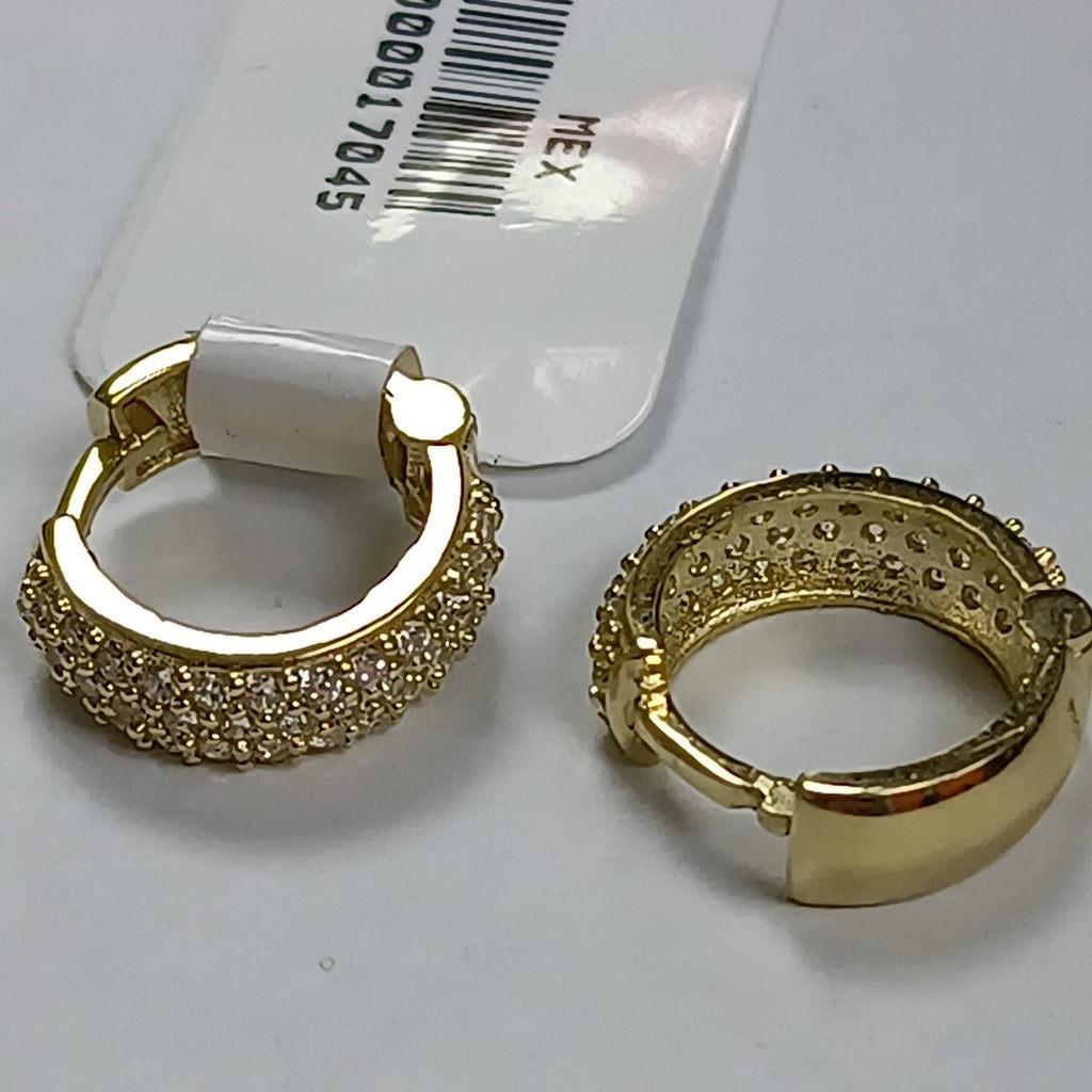 ARETES HUGGIE CON CIRCONIAS 14K 2.1 GR (NUEVO)