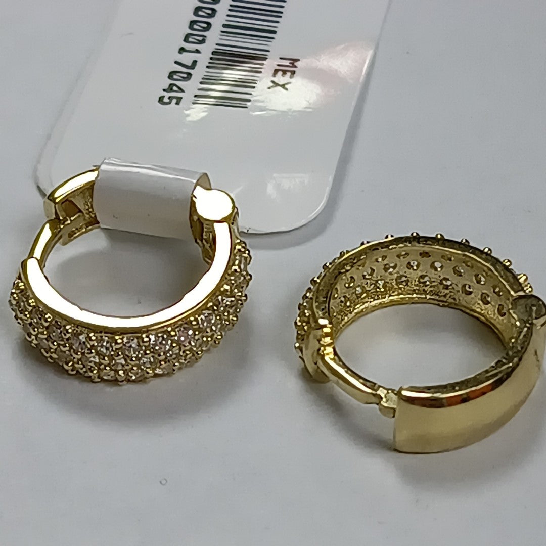 ARETES HUGGIE CON CIRCONIAS 14K 2.1 GR (NUEVO)