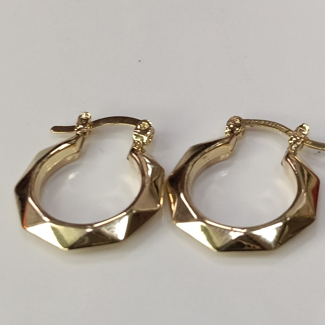 ARETES TEJIDO ARRACADAS FACETADAS 14K 1.8 GR (NUEVO)