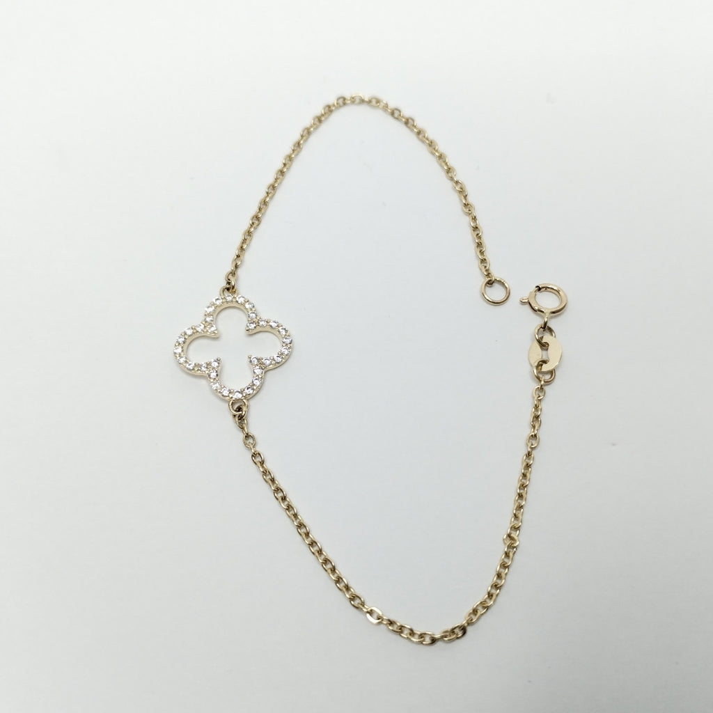PULSERA TEJIDO ESPECIAL C CIRCONIAS 14K 18 CM 1.8 GR (NUEVO)