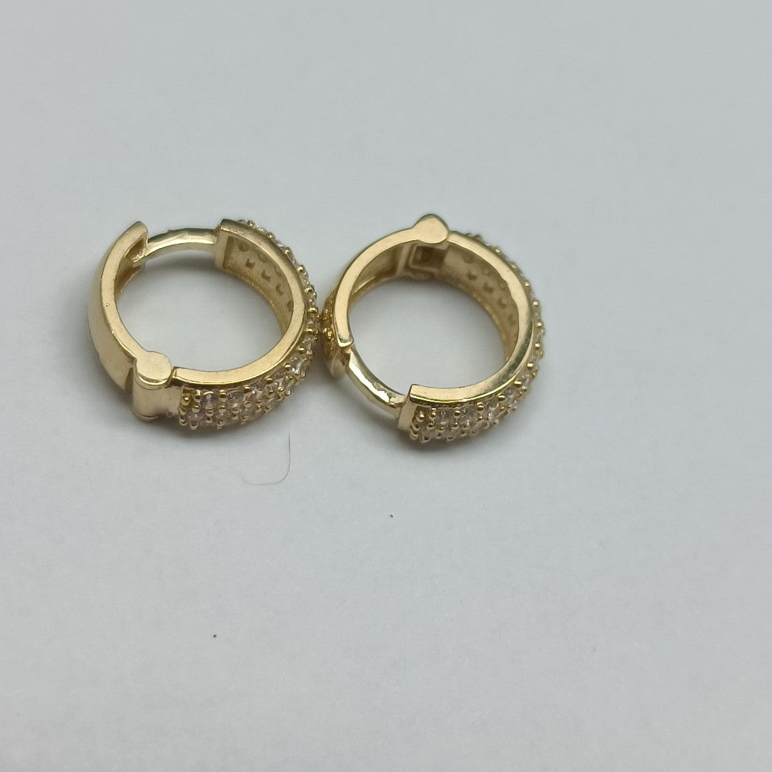 ARETES HUGGIE CON CIRCONIAS 14K 2 GR (NUEVO)
