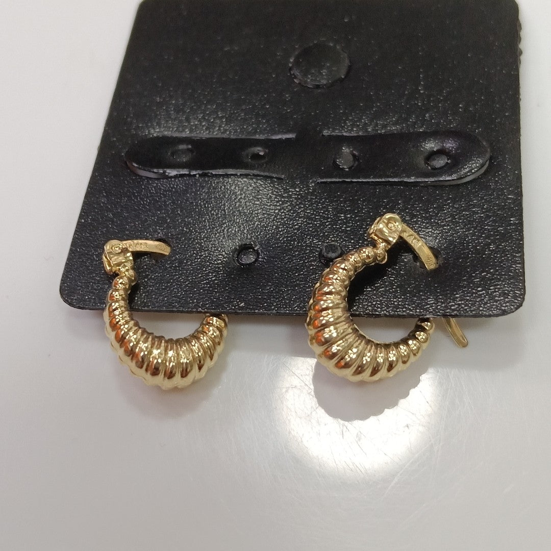 ARETES ARRACADA ESTRIADAS 14K 1.1 GR (NUEVO)