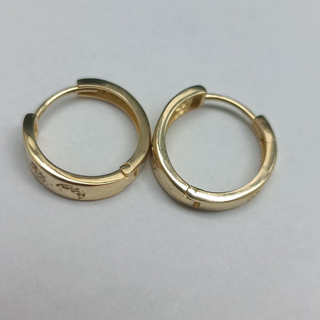 ARETES TEJIDO HUGGIES CON CIRCONIAS 14K 2.9 GR (NUEVO)