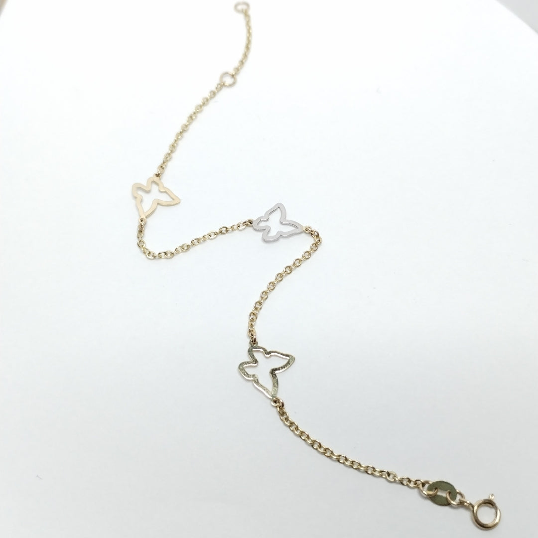 PULSERA ESPECIAL C MARIPOSAS 14K 18 CM 1.7 GR (NUEVO)