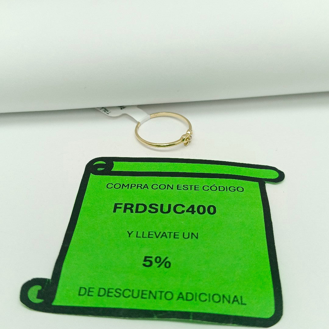 ANILLO ANILLITO FIG MOÑO C CIRCONIAS 14K 7 TALLA 1 GR (NUEVO)