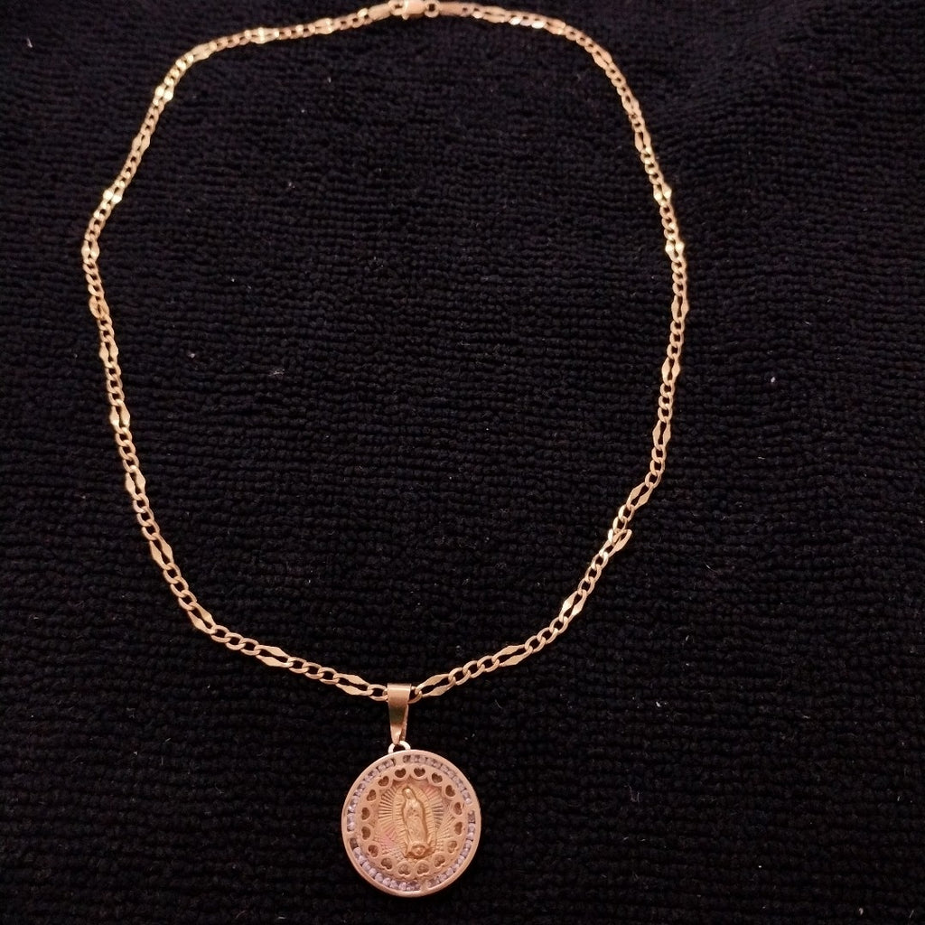 CADENA, MEDALLA RELIGIOSA ORO 10 K 5 GRMS (SEMINUEVO)