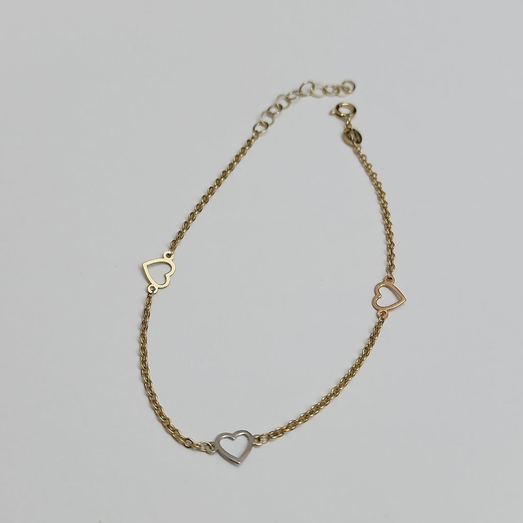 PULSERA ESPECIAL CON CORAZONES 10K 18 CM 1.3 GR (NUEVO)