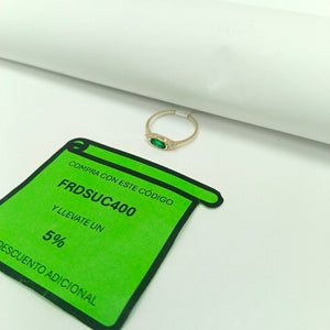 ANILLOS TEJIDO ANILLITO C CIRCONIAS Y PIEDRA VERDE 14K 7 1.1 GR (NUEVO)