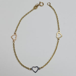 PULSERA ESPECIAL CON CORAZONES 14K 18 CM 1.3 GR (NUEVO)