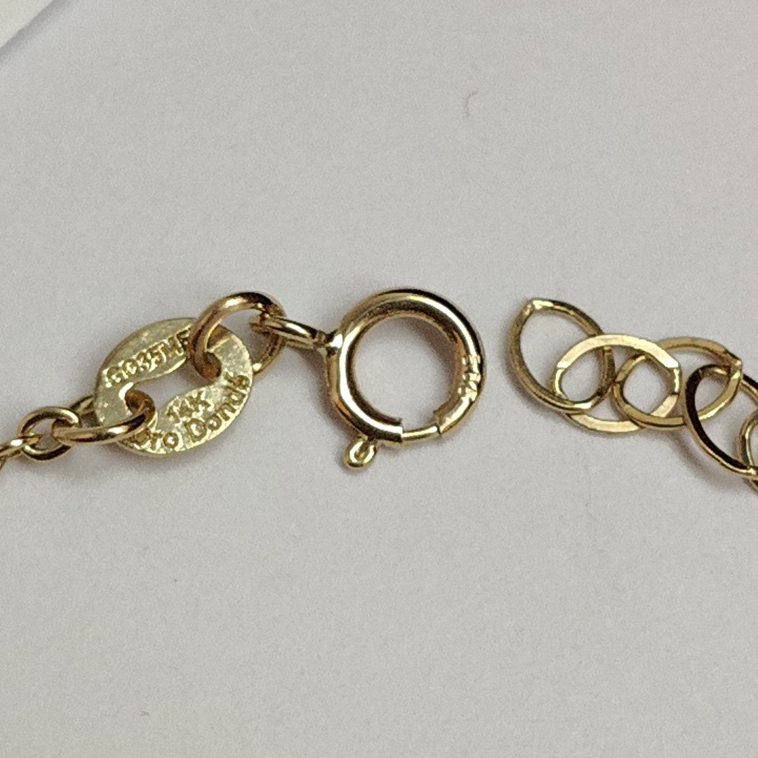 PULSERA ESPECIAL CON CORAZONES CONBINADOS 14K 18 CM 1.6 GR (NUEVO)
