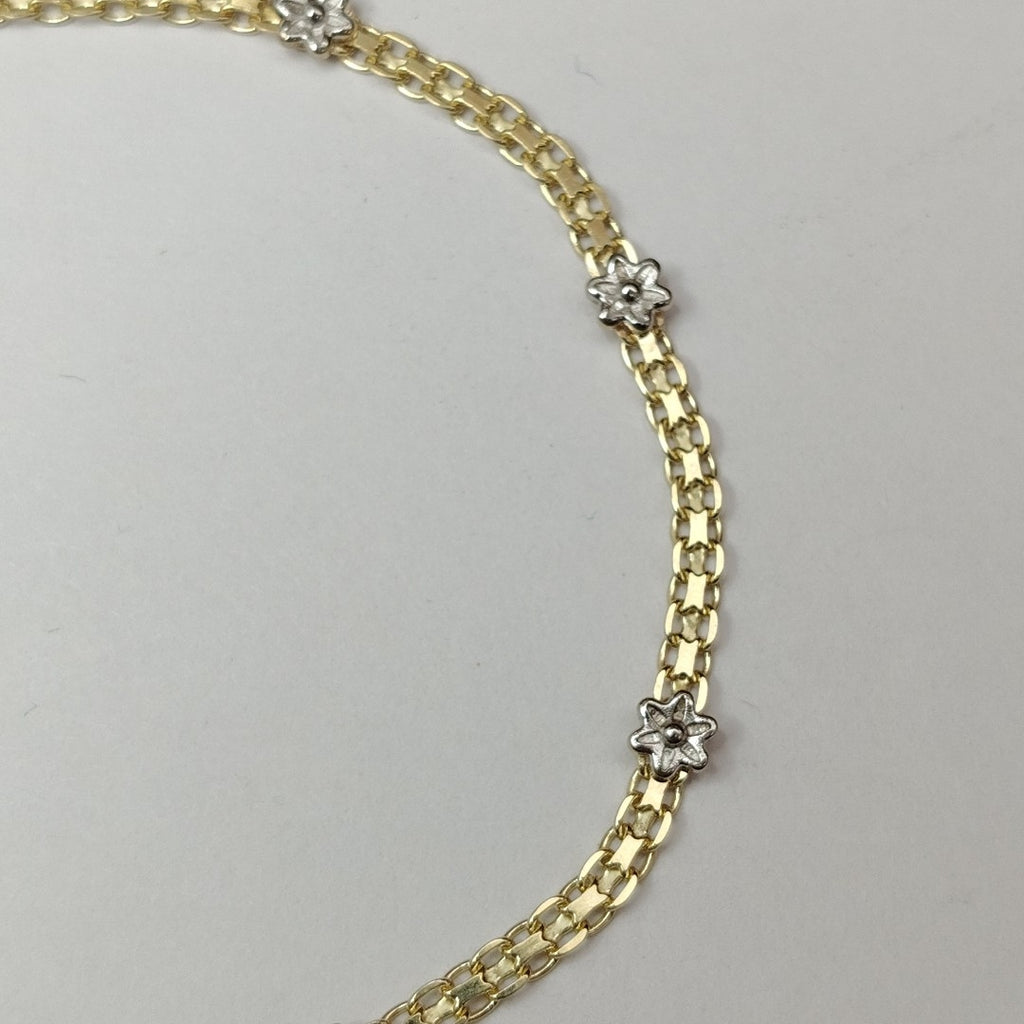 PULSERA ESPECIAL C FLORES 14K 18 CM 3 GR (NUEVO)