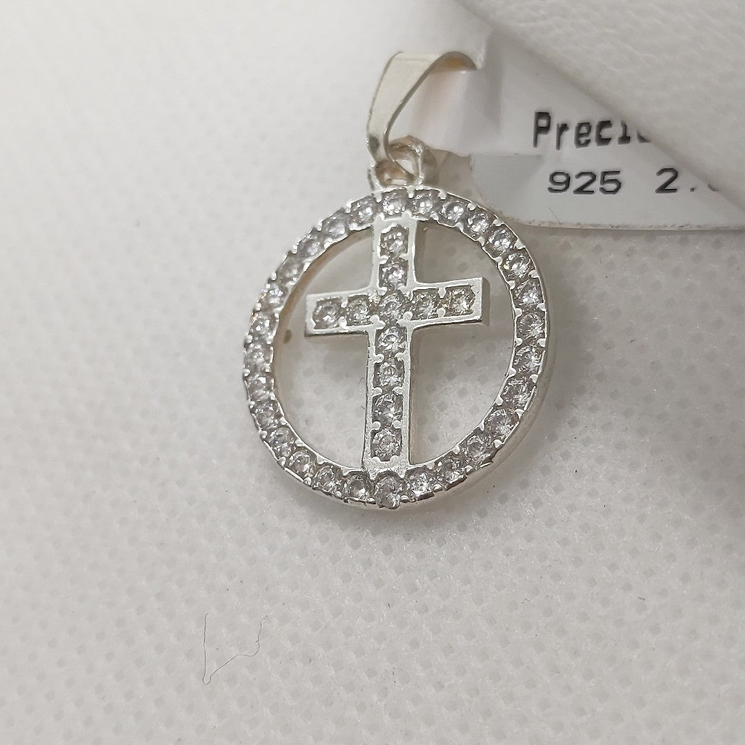 DIJE CRUZ C/CIRCONIAS PLATA .925 2.5 GR (NUEVO)