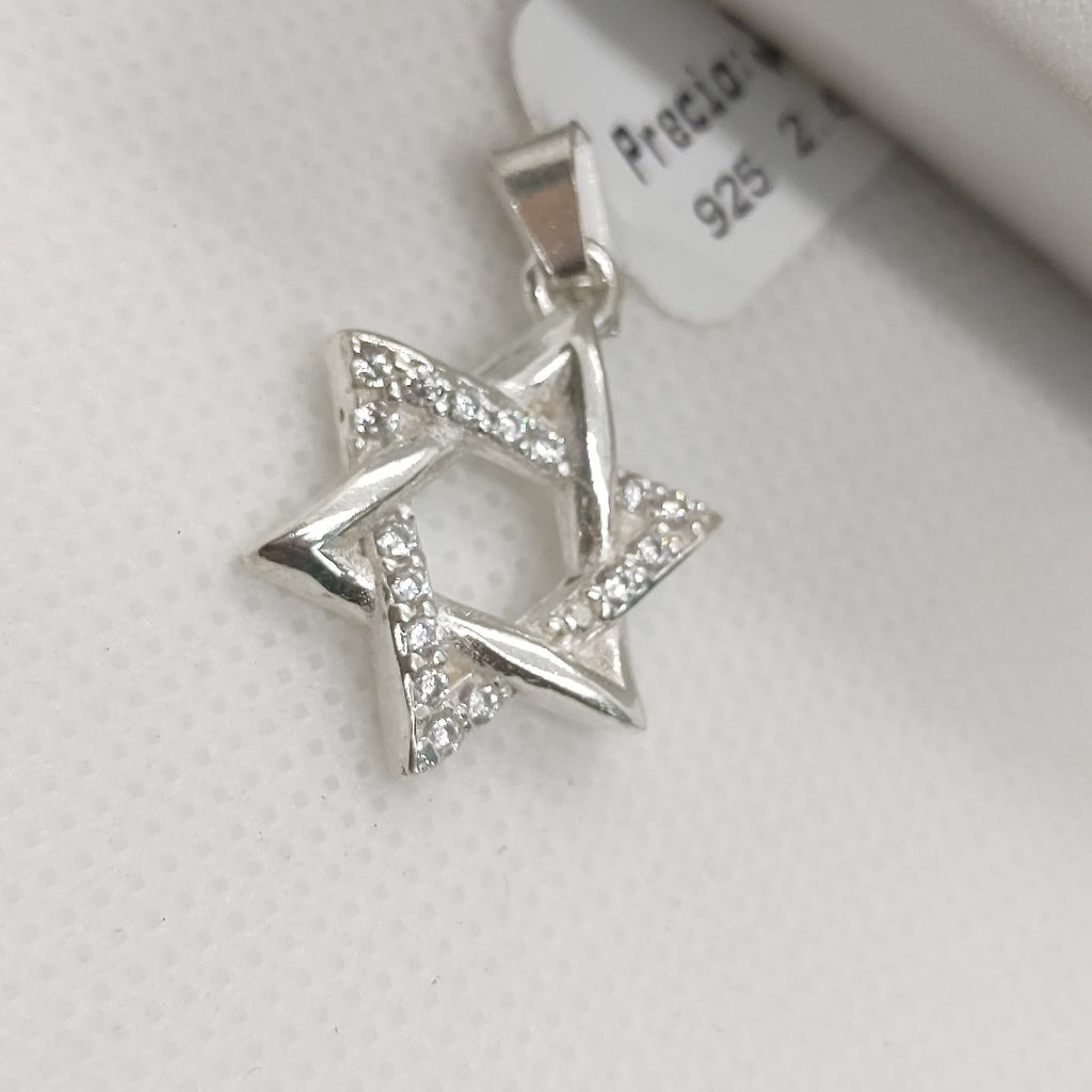 DIJE ESTRELLA DE DAVID C/CIRCONIAS PLATA .925 2.6 GR (NUEVO)