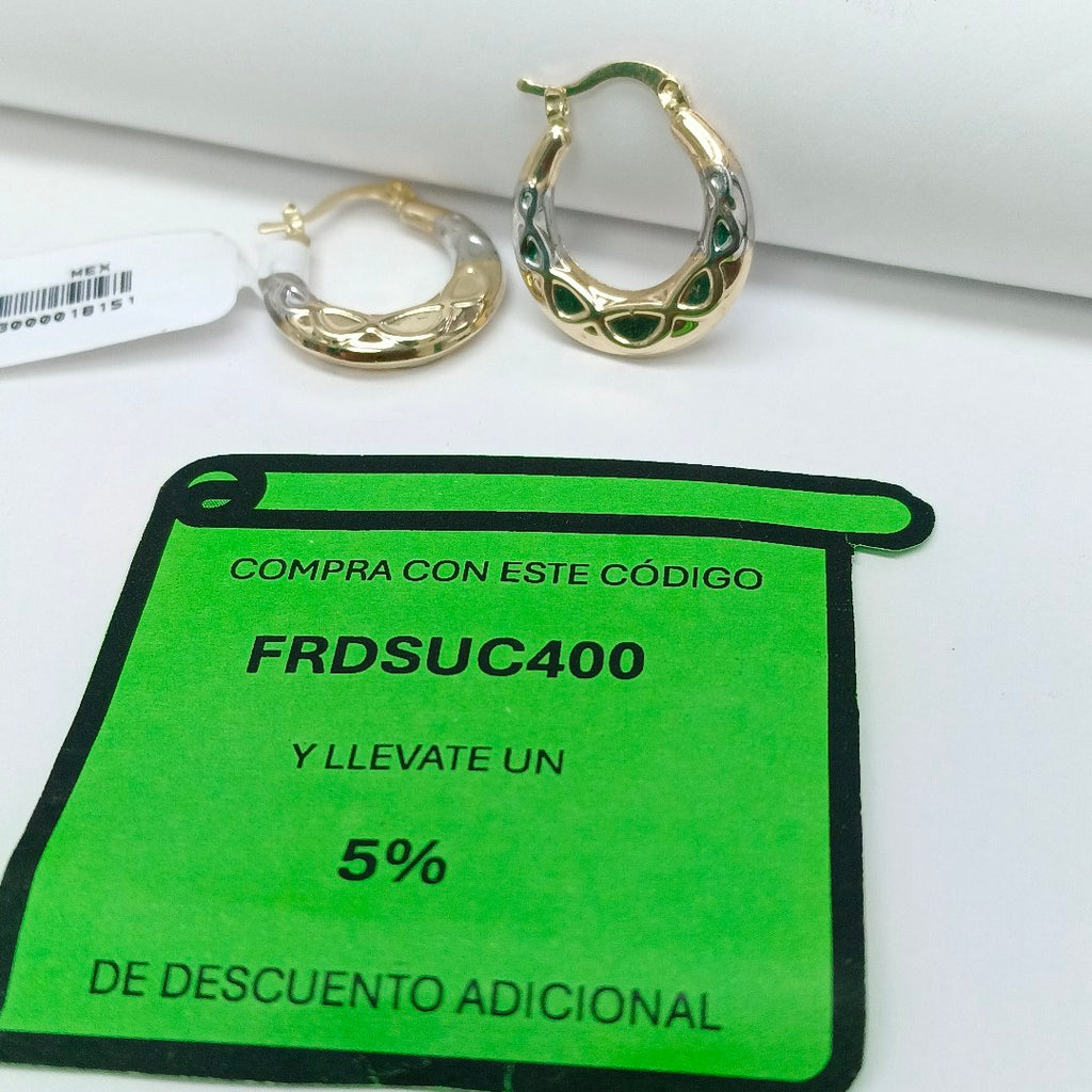 ARETES ARRACADAS COMBINADAS CON INFINITO 14K 2.3 GR (NUEVO)