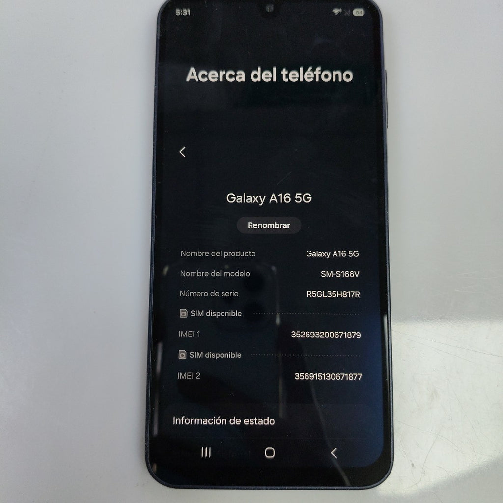 CELULAR SAMSUNG GALAXY A16 5G SM-S166V (2024) 128 GB 4 GB RAM (SEMINUEVO)