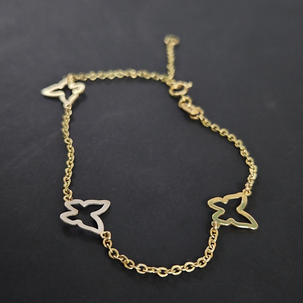 PULSERA ESPECIAL C MARIPOSAS 14K 18 CM 1.7 GR (NUEVO)