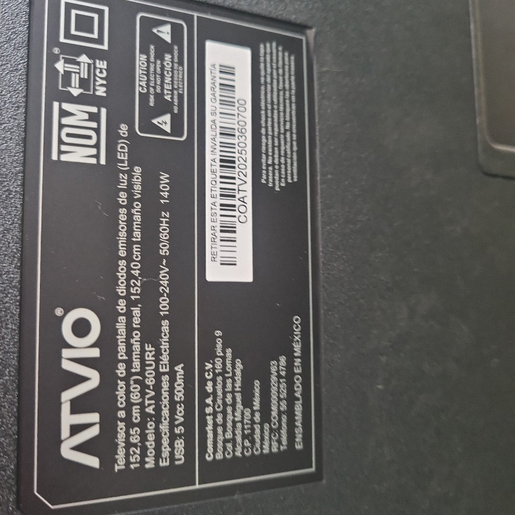 PANTALLA ATVIO ATV-60URF 60" LED FULL HD (SEMINUEVO)
