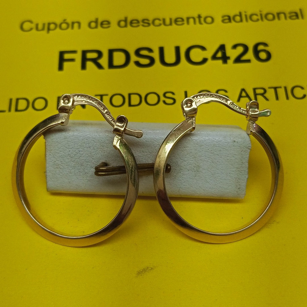 ARETES TEJIDO ARRACADAS LISAS 14K 1.2 GR (NUEVO)