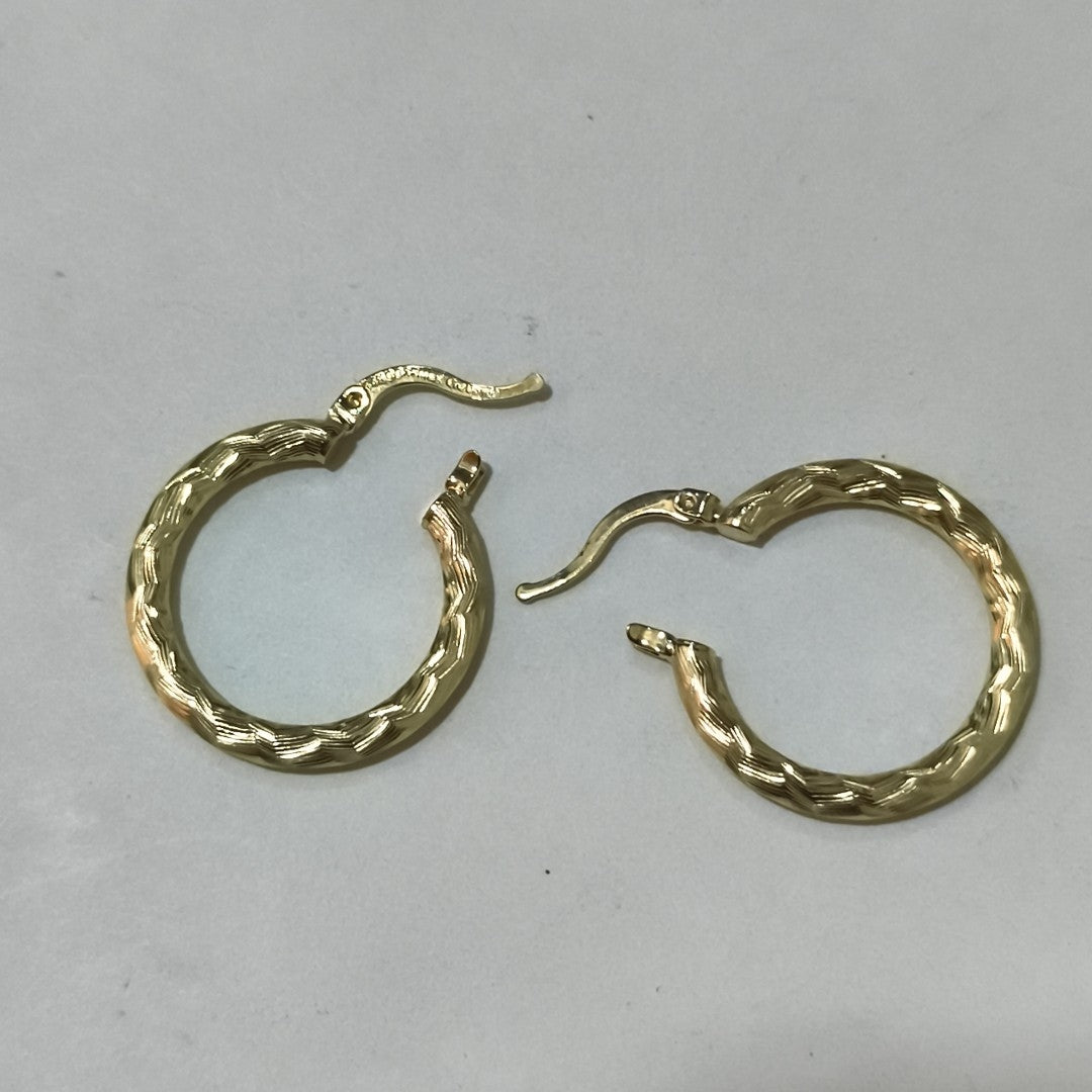 ARETES TEJIDO ARRACADA LABRADA 14K 2.6 GR (NUEVO)