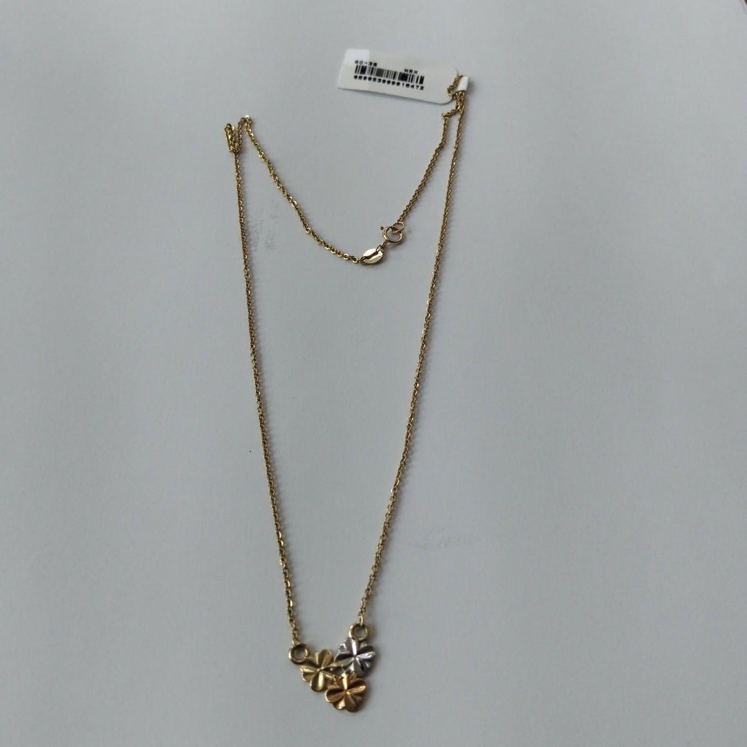 CADENA TEJIDO GARGANTILLA ESPECIAL C FLORES 14K 45 CM 3 GR (NUEVO)