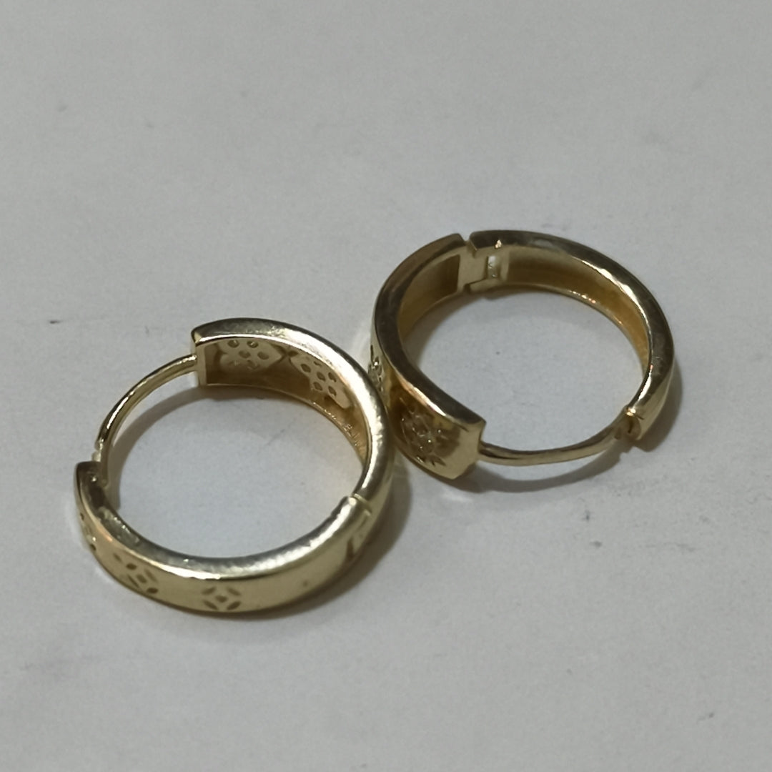 ARETES TEJIDO HUGGIES CON CIRCONIAS 14K 2.9 GR (NUEVO)