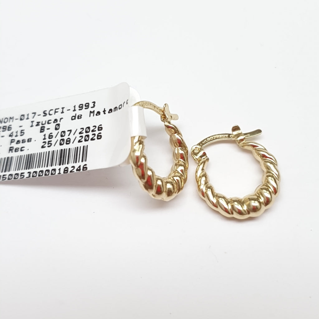 ARETES ARRACADAS TZL HUECAS 14K 1.6 GR (NUEVO)