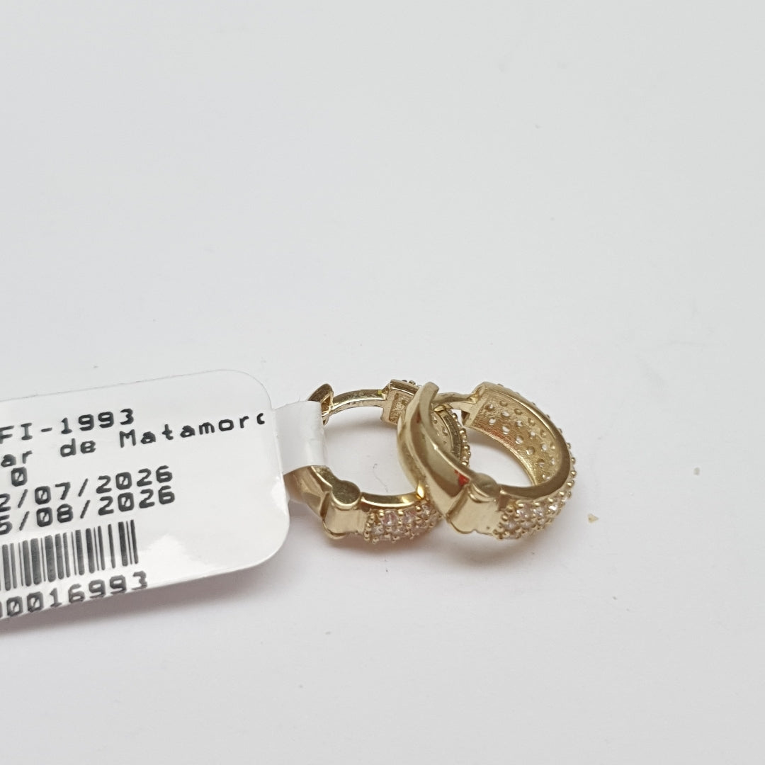 ARETES HUGGIE CON CIRCONIAS 14K 2 GR (NUEVO)