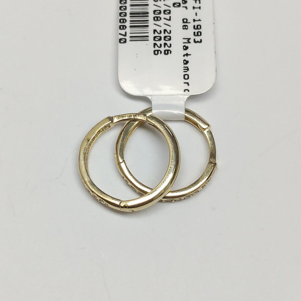 ARETES HUGGIES C CIRCONIA 14K 1.8 GR (NUEVO)