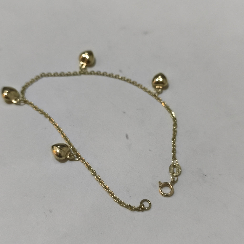PULSERA ESP CON FIG CORAZONES 14K 18 CM 1.8 GR (NUEVO)
