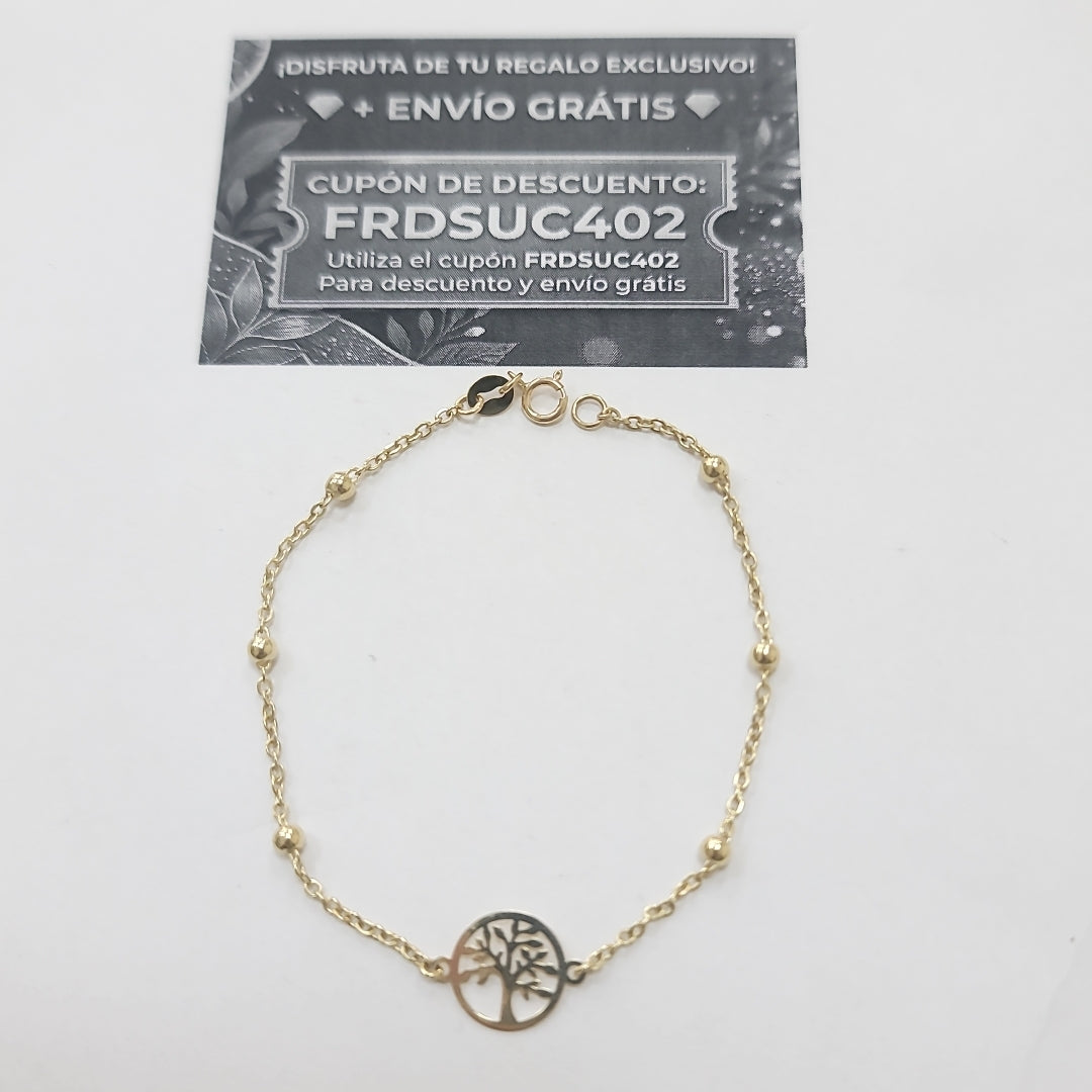PULSERA TEJIDO ESPECIAL ARBOL 14K 18 CM 1.7 GR (NUEVO)