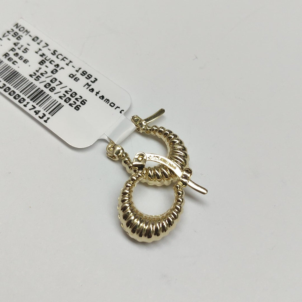 ARETES ARRACADA ESTRIADAS 14K 1.1 GR (NUEVO)