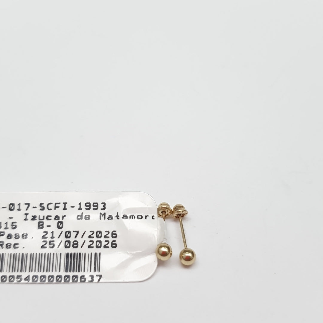 BROQUELES BROQUEL FIG ESFERA 14K 0.1408 GR (NUEVO)