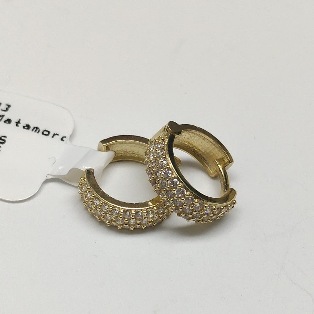 ARETES HUGGIE CON CIRCONIAS 14K 2.1 GR (NUEVO)