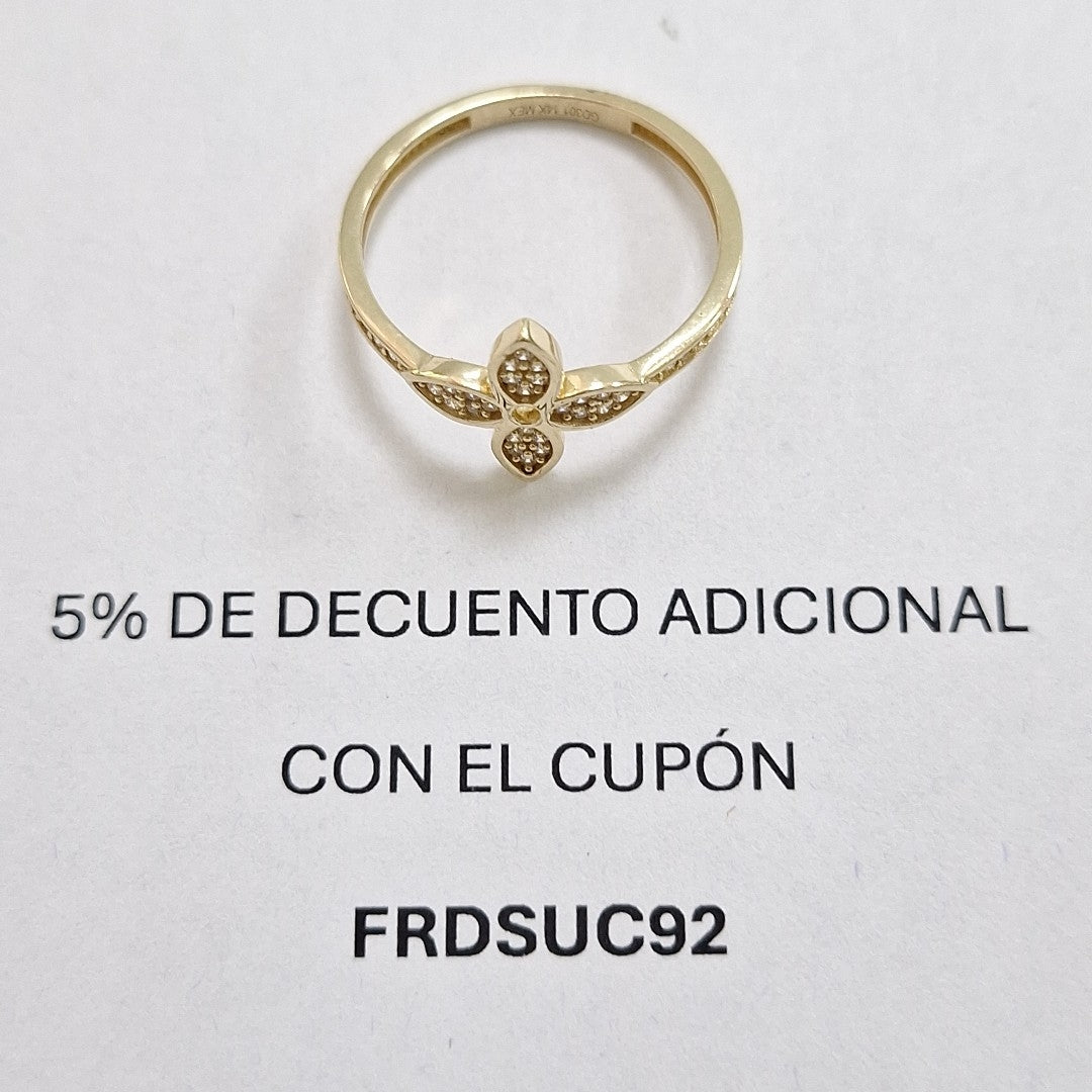 ANILLO ANILLITO FLOR C CIRCONIAS 14K 9 TALLA 2 GR (NUEVO)