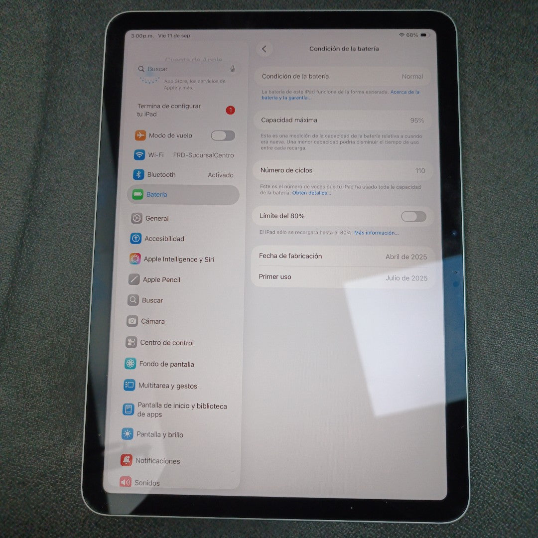 TABLETA APPLE IPAD AIR (M3) 11" A3266 (2025) 256 GB 8 GB RAM (SEMINUEVO)