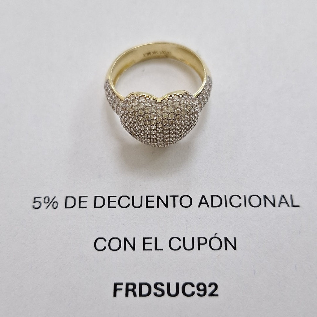 ANILLO ANILLITO CORAZON C CIRCONIAS 14K 8 TALLA 5 GR (NUEVO)
