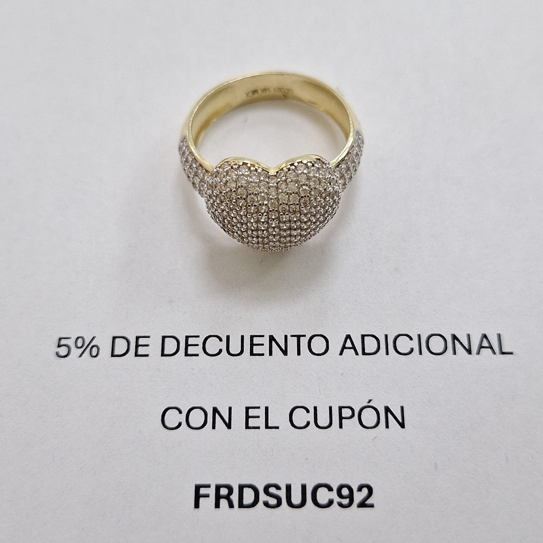 ANILLO ANILLITO CORAZON C CIRCONIAS 14K 8 TALLA 5 GR (NUEVO)