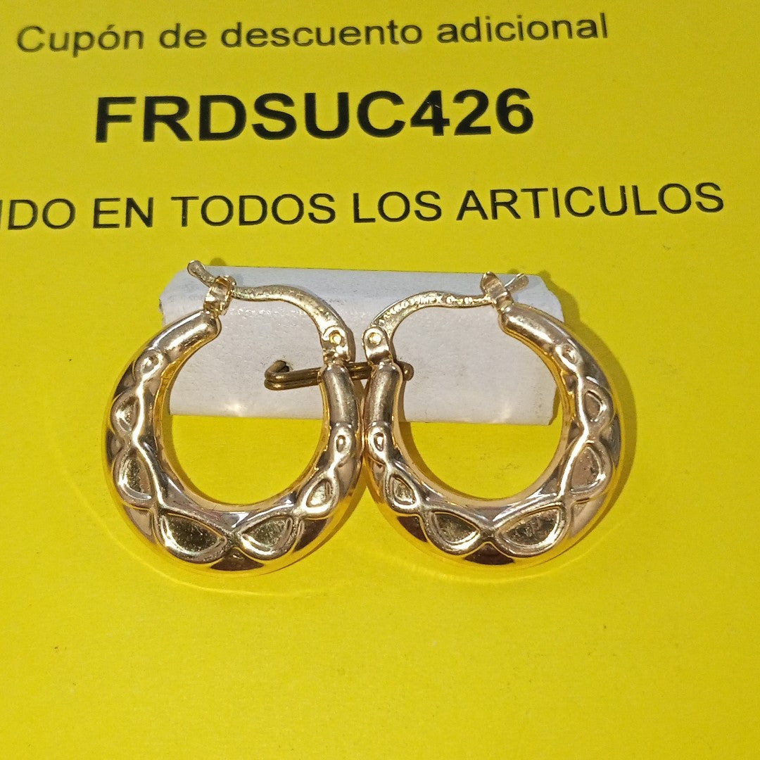 ARETES TEJIDO ARRACADAS CON FIGURA 14K 2.2 GR (NUEVO)