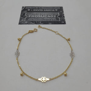 PULSERA ESPECIAL CON TREBOL 14K 18 CM 1.8 GR (NUEVO)
