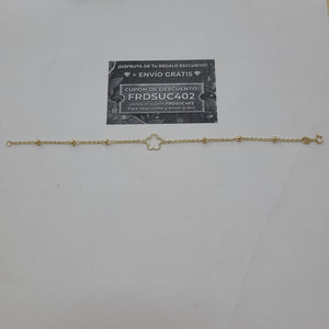 PULSERA TEJIDO ESPECIAL CON FLOR 14K 18 CM 1.6 GR (NUEVO)